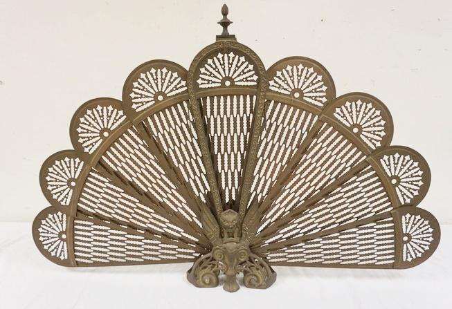 BRASS PEACOCK FIRE SCREEN (1 of 2)