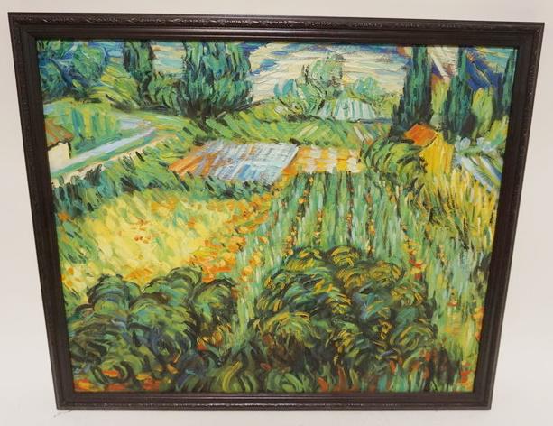 VINCENT VAN GOGH COPY OF PAINTING: VINCENT VAN GOGH COPY COPY OF PAINTING ON CANVAS FRAMED, APPROXIMATELY 22 IN X 26 IN