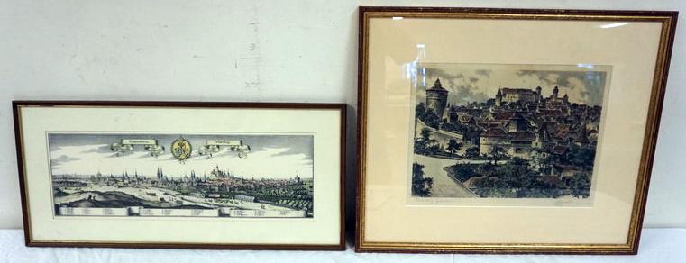 2 FRAMED COLORED ENGRAVINGS OF EUROPEAN SCENES (1 of 4)