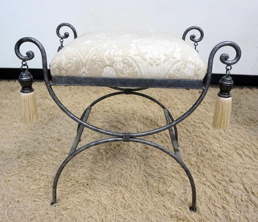 UPHOLSTERED WROUGHT IRON BASE STOOL (1 of 2)