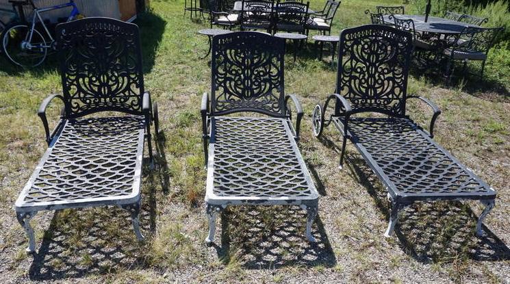 3 CAST METAL CHAISE LOUNGES (1 of 2)