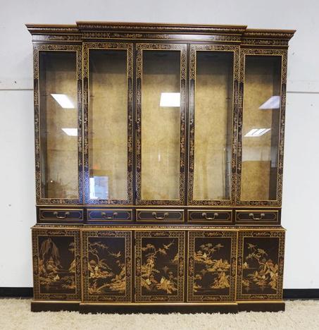 DREXEL HERITAGE 2 PART ASIAN STYLE BREAKFRONT (1 of 4)