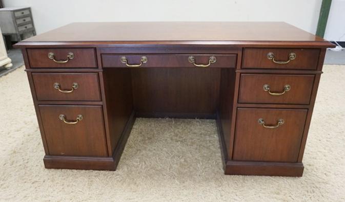KIMBALL 7 DRAWER WALNUT KNEEHOLE DESK (1 of 5)