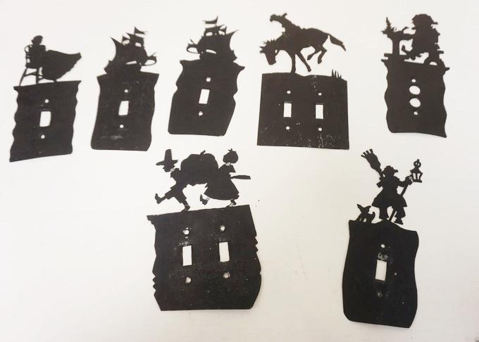 VINTAGE FOLKART HAND MADE METAL LIGHT SWITCHES (1 of 5)