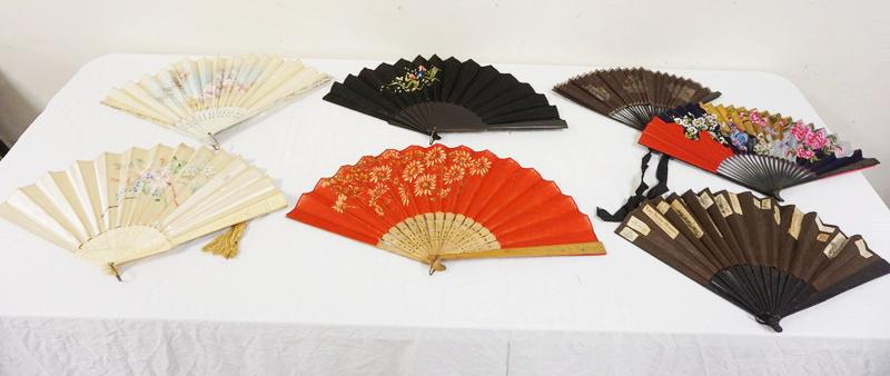 GROUP OF 7 ASSORTED ANTIQUE FANS (1 of 7)