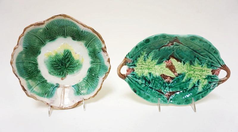 ANTIQUE MAJOLICA DOUBLE HANDLED DISH (1 of 4)