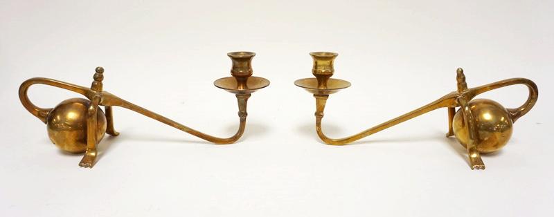 PAIR OF HEAVY BRASS CANDLESTICKS (1 of 3)
