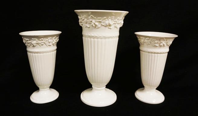 WEDGWOOD EMBOSSED QUEENSWARE 3 FLOWER VASES (1 of 2)