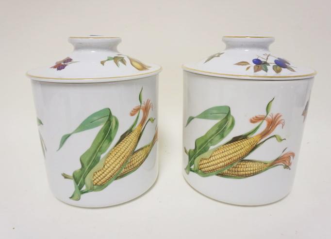 ROYAL WORCESTER EVESHAM CANISTERS: ROYAL WORCESTER EVESHAM CANISTERS, 9 1/4 IN HIGH