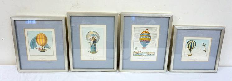 GROUP OF 4 COLORED FRENCH BALLOON PRINTS (1 of 3)
