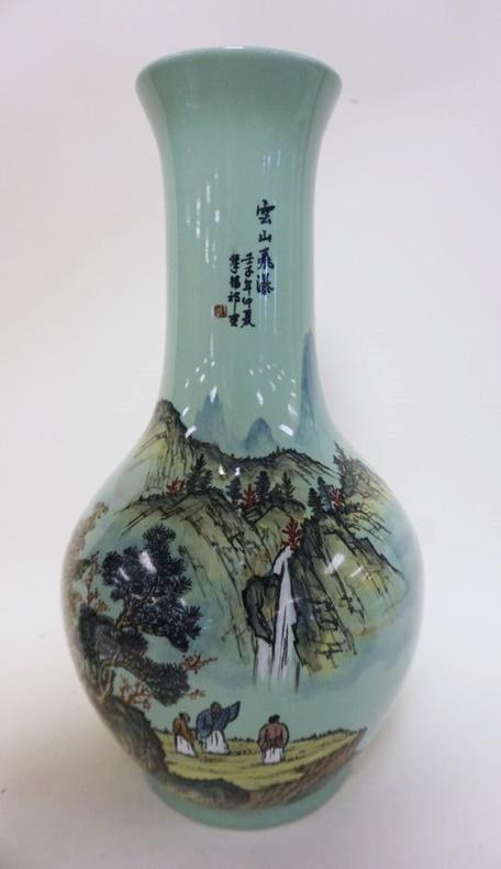 LARGE ASIAN VASE W/CHARACTER MARKS (1 of 4)