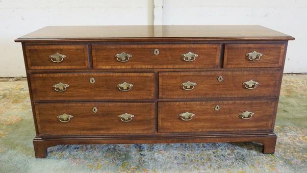 HENREDON FOLIO FOUR 7 DRAWER MAHOGANY LOW CHEST: HENREDON FOLIO FOUR 7 DRAWER MAHOGANY LOW CHEST W/BANDED DRAWER FRONTS & TOP, APPROXIMATELY 64 IN X 20 IN X 32 IN HIGH