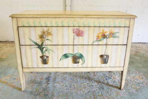 PAINT DECORATED 2 DRAWER CHEST (1 of 3)