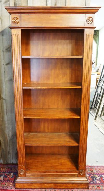 CHERRY BOOKCASE W/REEDED FRONT SIDES: CHERRY BOOKCASE W/REEDED FRONT SIDES, APPROXIMATELY 37 IN X 16 IN X 82 IN HIGH