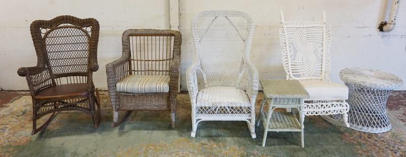 GROUP OF ASSORTED WICKER PATIO FURNITURE (1 of 2)