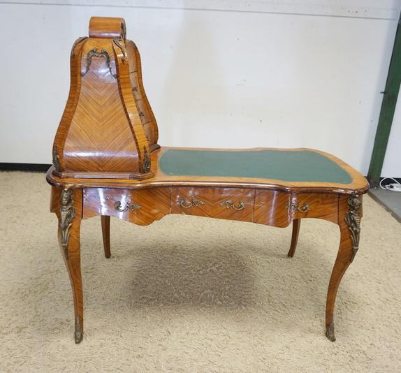 ORNATE FRENCH DESK W/LEATHER TOP (1 of 3)