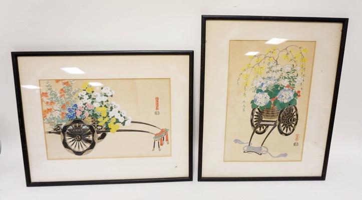 PAIR OF ASIAN CHARACTER SIGNED WATER COLORS (1 of 5)