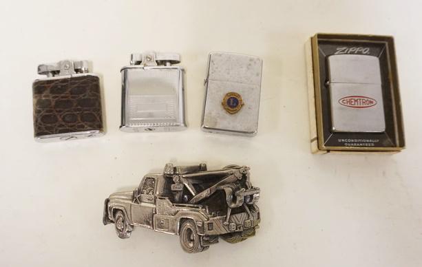 LOT OF 4 VINTAGE ZIPPO LIGHTERS & BELT BUCKLE (1 of 1)
