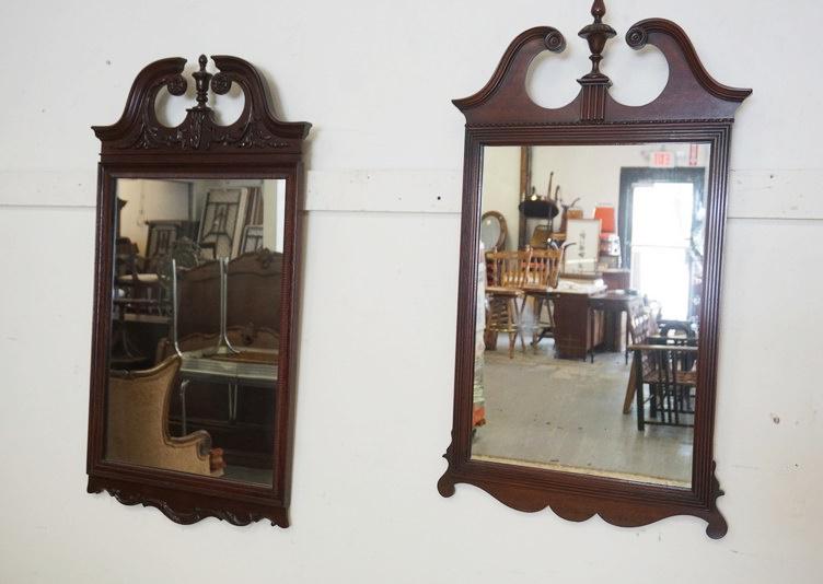 2 MAHOGANY HANGING MIRRORS (1 of 2)