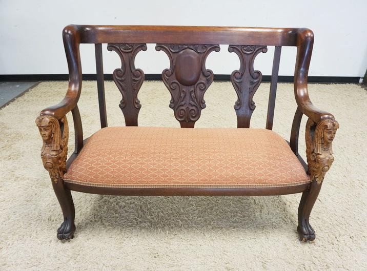 MAHOGANY EMPIRE CLAW FOOT SETTEE (1 of 2)