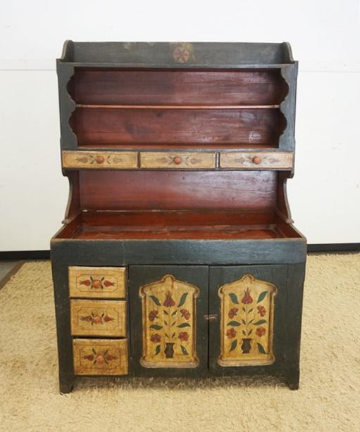 ANTIQUE PAINT DECORATED MORAVIAN STYLE DRY  SINK (1 of 9)