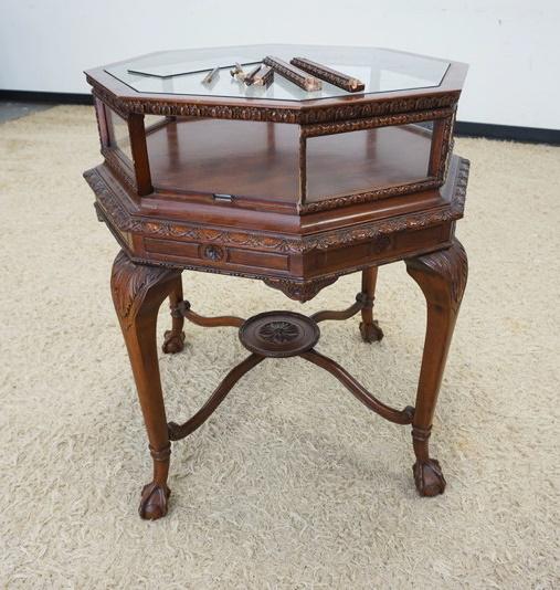 MAHOGANY OCTAGON DISPLAY CABINET (1 of 3)