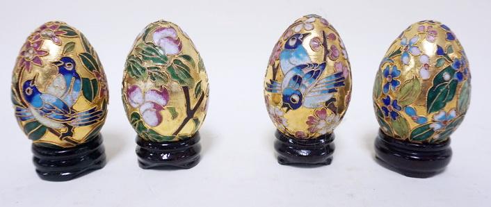 GROUP OF 4 GILT & ENAMELED DECORATED EGGS (1 of 2)
