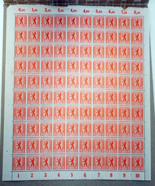 1945 STATD BERLIN BEAR 8 P 100 STAMP SHEET (1 of 3)