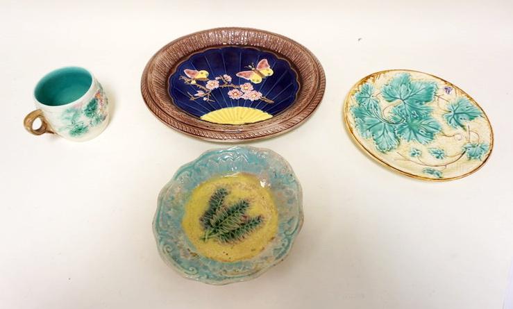 4 PIECE LOT OF ASSORTED ANTIQUE MAJOLICA (1 of 1)