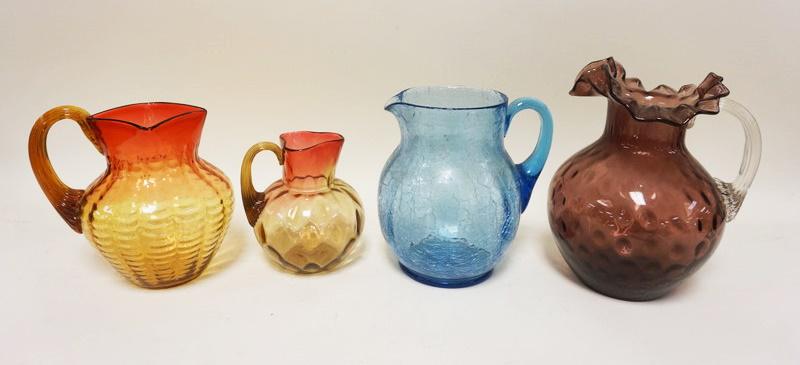 LOT OF 4 ANTIQUE VICTORIAN BLOWN GLASS PITCHERS (1 of 1)