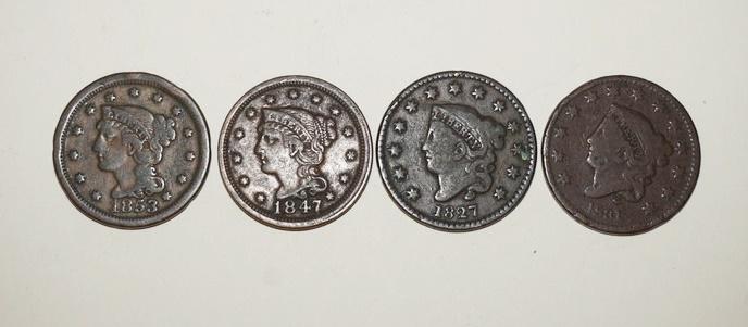 4 LARGE US CENTS (1 of 2)