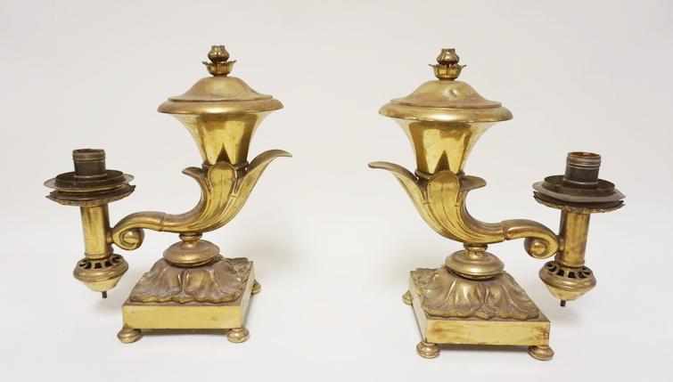 PAIR OF SOLID BRASS ELECTRIC LAMPS (1 of 3)