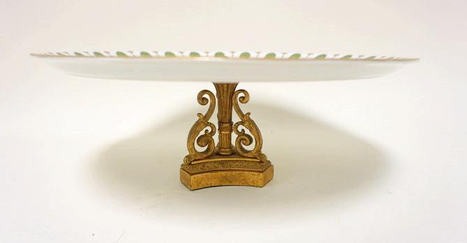 FRENCH PORCELAIN COMPOTE ON BRONZE BASE (1 of 3)