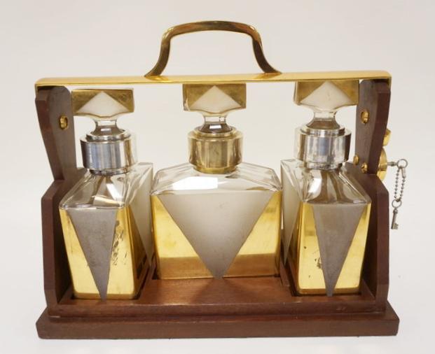 ART DECO 3 BOTTLE DECANTOR SET (1 of 3)