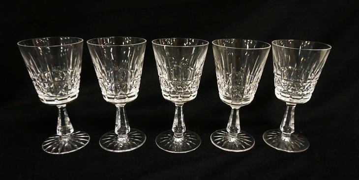 WATERFORD FOOTED TUMBLERS: WATERFORD FOOTED TUMBLERS, SET OF 5, APPROXIMATELY 7 IN HIGH