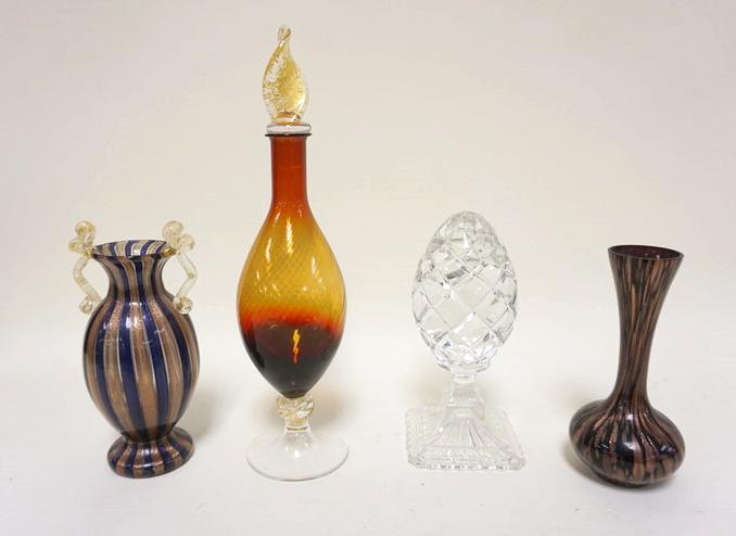 GROUP OF ASSORTED BLOWN GLASS VASES & BOTTLE (1 of 1)