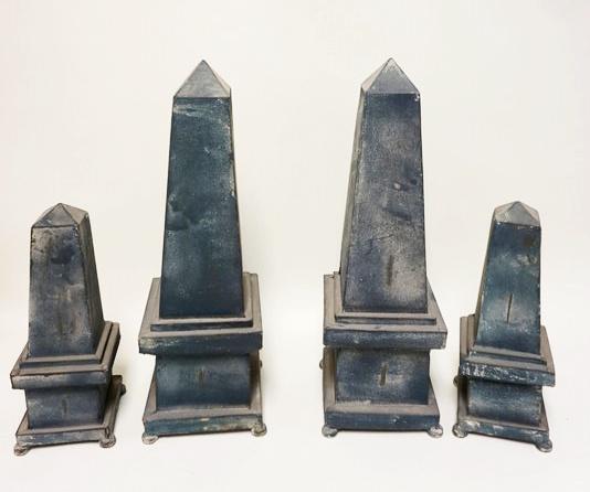 LOT OF 4 METAL OBELISKS (1 of 2)
