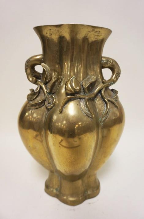 LARGE HEAVY BRASS ASIAN STYLE VASE (1 of 4)