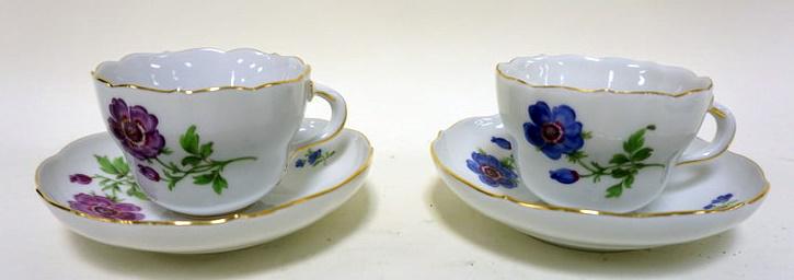 MEISSEN CUPS & SAUCERS: MEISSEN CUPS & SAUCERS LOT OF 2