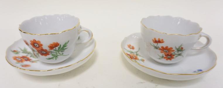 MEISSEN CUPS & SAUCERS: MEISSEN CUPS & SAUCERS LOT OF 2