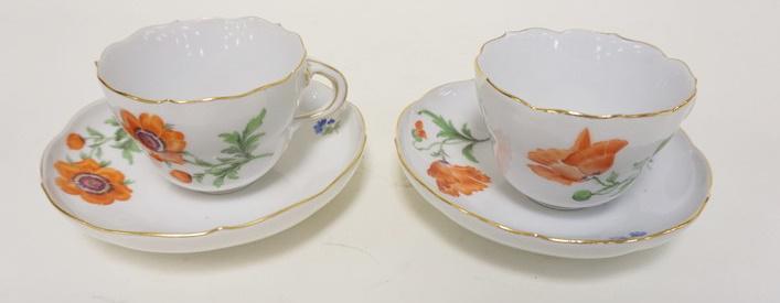 MEISSEN CUPS & SAUCERS: MEISSEN CUPS & SAUCERS LOT OF 2