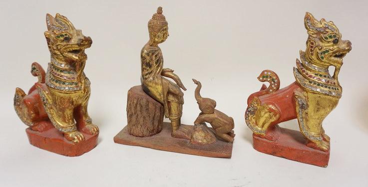 LOT OF 3 TIBETAN CARVED WOODEN FIGURES: LOT OF 3 TIBETAN CARVED WOODEN FIGURES, LARGEST IS APPROXIMATELY 9 IN HIGH