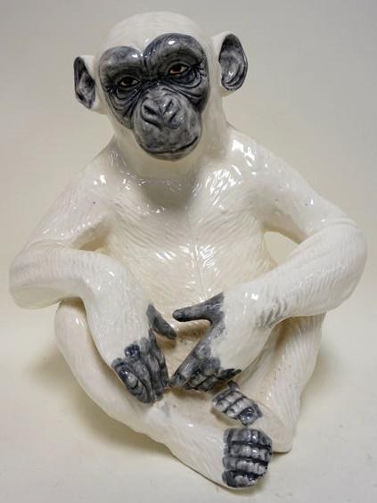 LARGE CERAMIC FIGURE OF MONKEY (1 of 2)