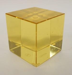 SIGNED MOSER AMBER GLASS PAPERWEIGHT (1 of 2)