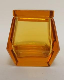 MOSER AMBER GLASS COVERED GEOMETRIC SHAPED BOX (1 of 4)