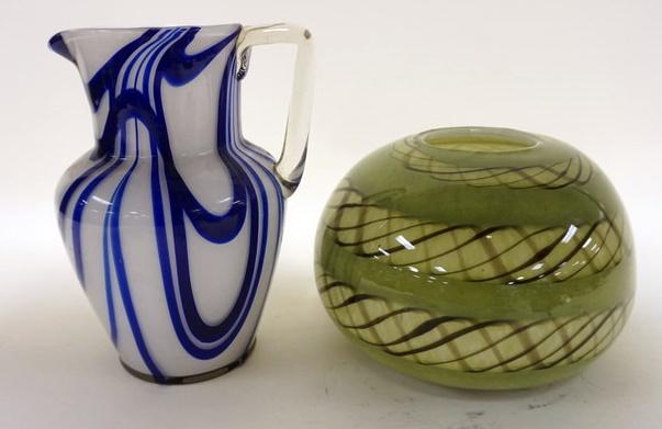 ART GLASS PITCHER & VASE (1 of 3)