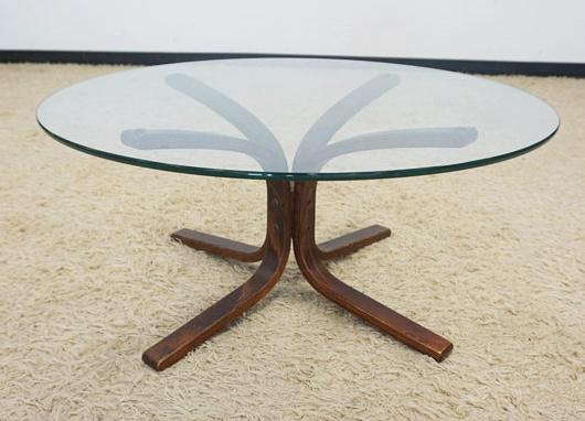 MCM WESTNOFA FURNITURE GLASS TOP TABLE (1 of 3)
