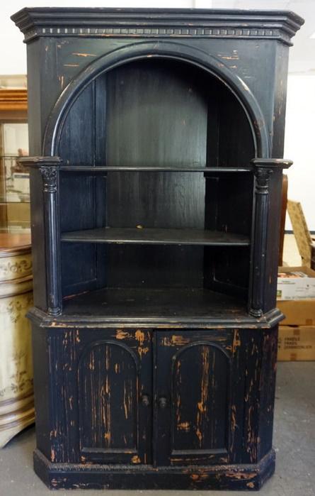 CONTEMPORARY PINE PAINT DESTRESSED CORNER CABINET (1 of 2)