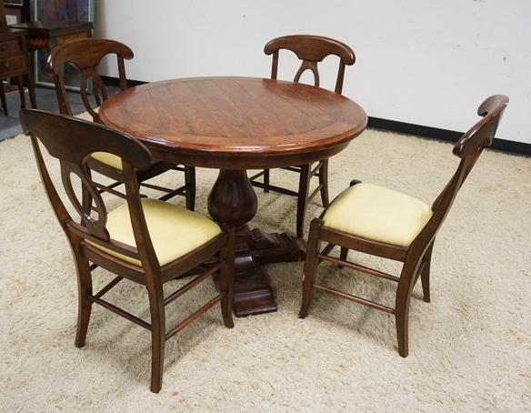 BAUSMAN & CO PEDESTAL TABLE W/4 CHAIRS (1 of 2)