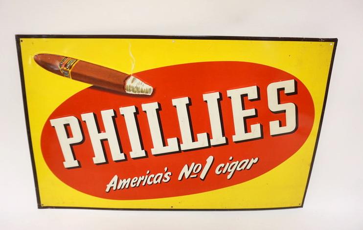 ANTIQUE TIN PHILLIES CIGAR STORE SIGN (1 of 3)